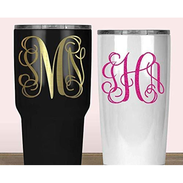 Advanced Mixology Custom Monogram Yeti Decal, Vine Initials Sticker for Tumbler, Your Choice of Size and Color
