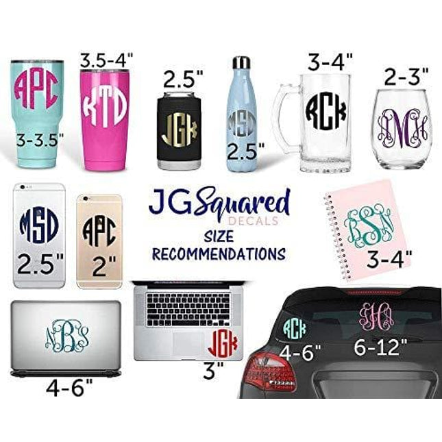 Advanced Mixology Custom Monogram Yeti Decal, Vine Initials Sticker for Tumbler, Your Choice of Size and Color