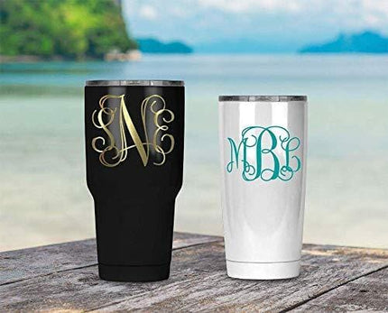 Advanced Mixology Custom Monogram Yeti Decal, Vine Initials Sticker for Tumbler, Your Choice of Size and Color
