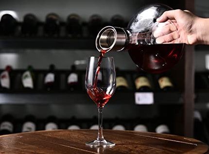 Wine Decanter Built-in Aerator Pourer with Cleaning Beads and Decanter Cleaning Brush, Wine Decanter With Cleaning Set, Wine Carafe Red Wine Decanter, 100% Lead-free Crystal Glass, Wine Gift
