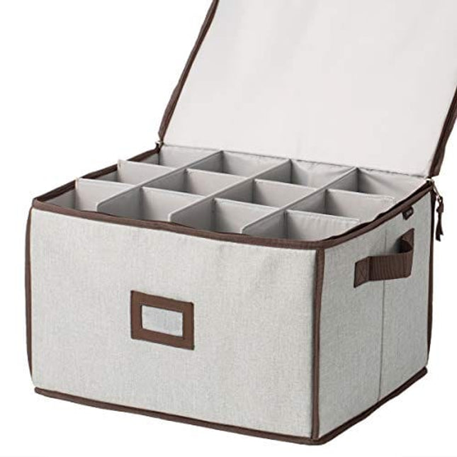 JILLMO Wine Glass Storage Box, Hard Shell and Stackable Glassware Storage Container