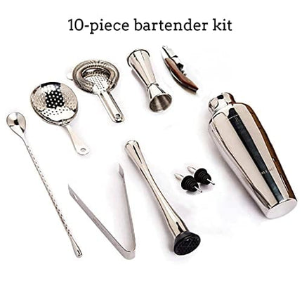 Jillmo Travel Bartender Kit, 10-Piece Cocktail Shaker Set with Bartender Bag
