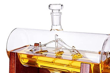 Jillmo Whiskey Decanter Set, 1250ml Whiskey Decanter with 2 Whiskey Glasses