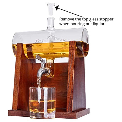 Jillmo Whiskey Decanter Set, 1250ml Whiskey Decanter with 2 Whiskey Glasses