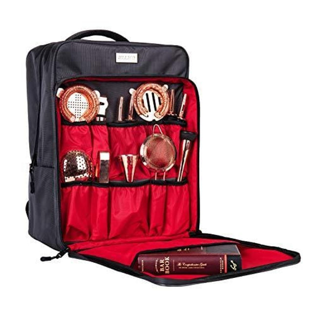 Professional Waterproof Bartender Travel Bag Bar Wine Carrier Set Bag for Travelling Camping-Grey(Bag only)