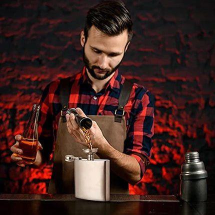 10 pcs Hip Flask for Liquor Matte Silver 6 Oz Stainless Steel Leakproof with 10 pcs Funnel for Camping, Wedding Party