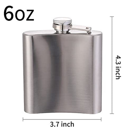 10 pcs Hip Flask for Liquor Matte Silver 6 Oz Stainless Steel Leakproof with 10 pcs Funnel for Camping, Wedding Party
