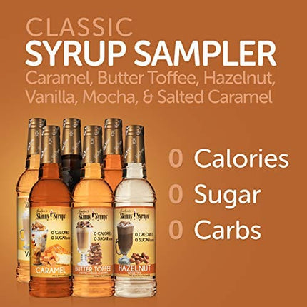 Jordan's Skinny Syrups | Classic Syrup Sampler| Healthy Flavors with 0 Calories, 0 Sugar, 0 Carbs, 25.4 Fl Oz (Pack of 6)