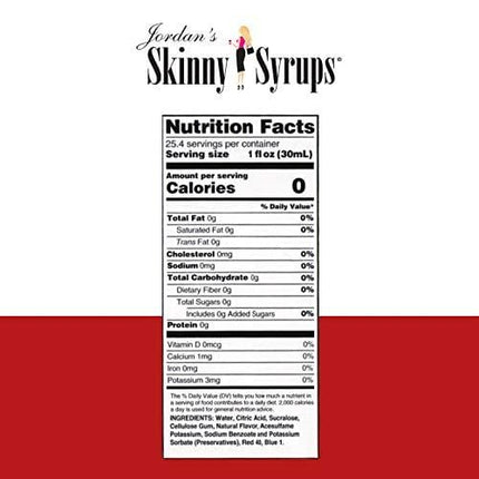 Jordan’s Skinny Syrups Raspberry, Sugar Free Flavoring Syrup, 25.4 Ounce Bottle