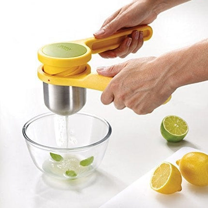 Joseph Joseph 20101 Helix Citrus Juicer Ergonomic Twist-Action Hand Press Stainless Steel, Yellow
