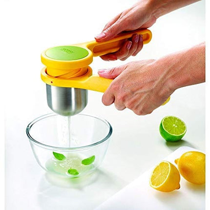 Joseph Joseph 20101 Helix Citrus Juicer Ergonomic Twist-Action Hand Press Stainless Steel, Yellow