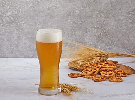 JoyJolt Callen Beer Glasses Set of 4 (FOUR). Pint Glass Capacity, Craft Beer Glass, Pilsner Beer Glass and IPA Beer Glass. 15.5oz Beer Glassware Cup. Classic Beer Glasses for Men