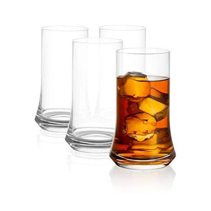 JoyJolt Cosmos Highball Glasses – Pack of 4 Tall Glass – 18.5 oz Large Drinking Glass Set – Non-Lead Crystal Tall Glasses for Water, Juice, Beer and Cocktails – Premium Tall Tumblers for Drinks