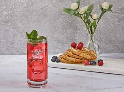 JoyJolt Faye Highball Glasses Set of 6 Tall Drinking Glasses. 13oz Cocktail Glass Set. Lead-Free Crystal Glassware. Bourbon or Whiskey Glass Cup, Bar, Iced Tea, Water, Mojito and Tom Collins Glasses