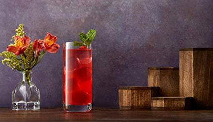 JoyJolt Faye Highball Glasses Set of 6 Tall Drinking Glasses. 13oz Cocktail Glass Set. Lead-Free Crystal Glassware. Bourbon or Whiskey Glass Cup, Bar, Iced Tea, Water, Mojito and Tom Collins Glasses