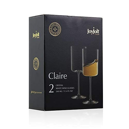 JoyJolt Claire 11.4oz White Wine Glass Set. White Wine Glasses Set of 2 Crystal Glasses. Elegant Stemware Stemmed Wine Glasses Made in Europe. Unique Wine Glasses, Modern Wine Glasses with Stem.