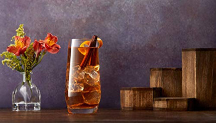 JoyJolt Gwen Highball Glasses Set of 4 Tall Drinking Glasses. 18oz Cocktail Glass Set. Lead-Free Crystal Glassware. Bourbon or Whiskey Glass Cup, Bar, Iced Tea, Water, Mojito and Tom Collins Glasses