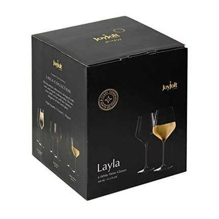 JoyJolt Layla White Wine Glasses, Set of 4 Italian Wine Glasses, 13.5 oz Clear Wine Glasses – Made in Europe