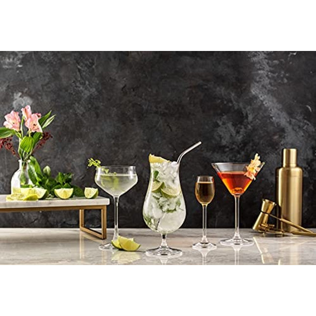 JoyJolt Terran Pina Colada Glasses - Premium Hurricane Cocktail Glasses Made in Europe - 17-Ounce l Crystal Drinking Set - Set of 4 Hurricane Glasses Cocktail Set, ideal for Refreshing Cocktails