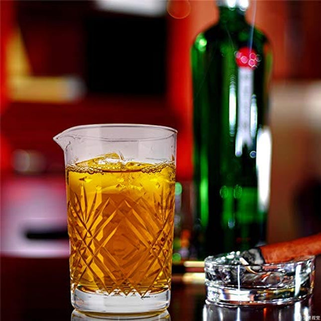 Jucoan 24oz Crystal Cocktail Mixing Glass, Thick Weighted Bottom Stirring Glass Drink Maker for Bar, Bartenders