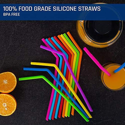 15 FITS ALL TUMBLERS STRAWS - Reusable Silicone Straws for 30 and 20 oz Yeti - Flexible Easy to Clean + 2 Cleaning Brushes - BPA Free, No Rubber Taste Drinking - Best Value for Money Pack
