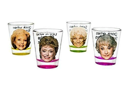 Golden Girls Shot Glasses | Fun Drinking Games | Set Of 4 Collectible Glasses | Perfect For Parties, Game Night, Bachelor Bachelorette Party, College Graduation, Birthday Gift