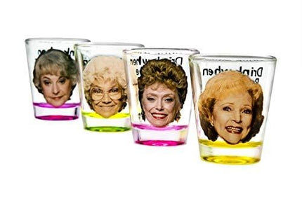Golden Girls Shot Glasses | Fun Drinking Games | Set Of 4 Collectible Glasses | Perfect For Parties, Game Night, Bachelor Bachelorette Party, College Graduation, Birthday Gift