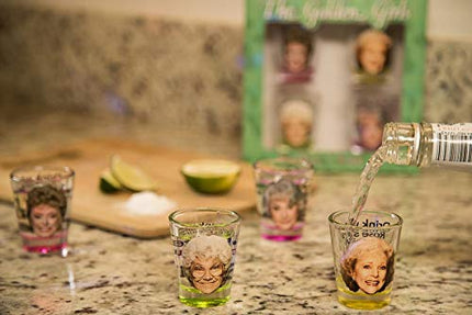Golden Girls Shot Glasses | Fun Drinking Games | Set Of 4 Collectible Glasses | Perfect For Parties, Game Night, Bachelor Bachelorette Party, College Graduation, Birthday Gift