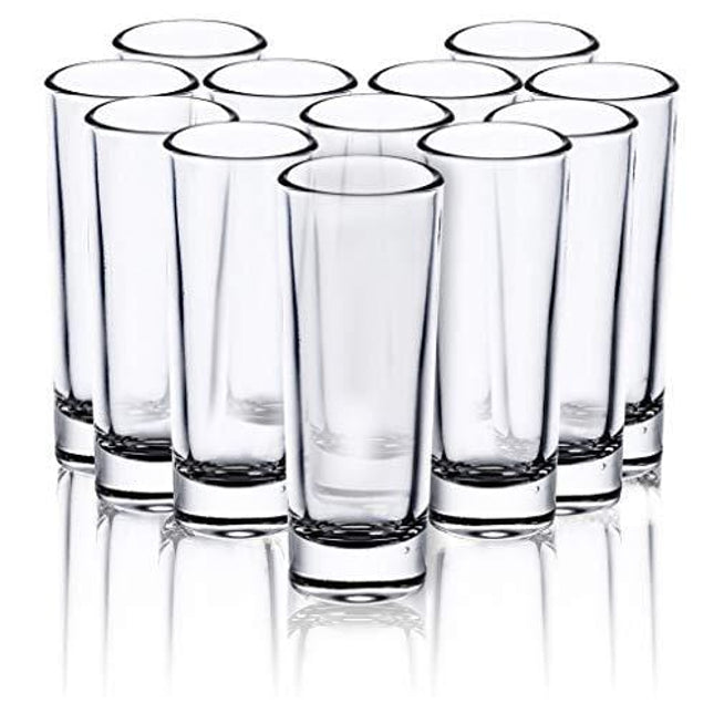 Juvale Bulk 24-Pack Clear Shooters Tall Shot Glasses for Parties, Parfaits, Dessert, Tequila, Whiskey, Vodka - 2 Ounces