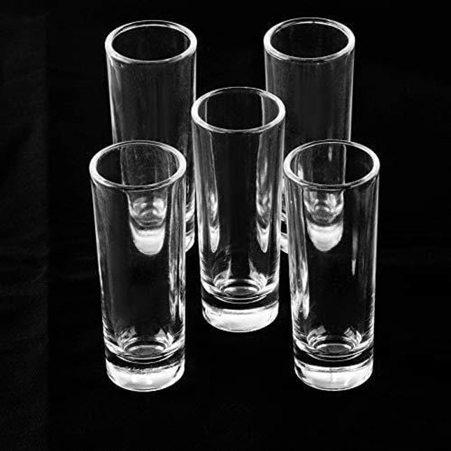 Juvale Bulk 24-Pack Clear Shooters Tall Shot Glasses for Parties, Parfaits, Dessert, Tequila, Whiskey, Vodka - 2 Ounces