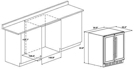Kalamera Wine and Beverage Refrigerator, Under Counter 30 inch Wine Cooler with Glass Front Door - Beer, Wine, Soda And Drink Mini Fridge - Stainless Bar Beverage Coole with Built In Dual Zone & Adjustable Shelves