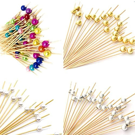 Kali Dreams Fancy Cocktail Picks Handmade Bamboo Toothpicks 4.7 Multicolor Party Supplies Total 200 Counts (4-Pack Mix)