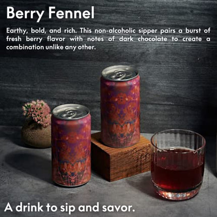 Kally Non Alcoholic Drinks - Made with Verjus, Fruit, and Botanicals - Sip & Savor Non Alcoholic Drinks, No Artificial Flavors & No Added Sugar, 6-Pack of 8 fl oz Cans (Berry Fennel)