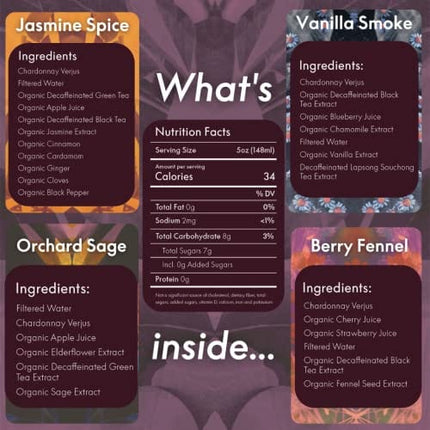 Kally Non Alcoholic Drinks - Made with Verjus, Fruit, and Botanicals - Sip & Savor Non Alcoholic Drinks, No Artificial Flavors & No Added Sugar, 6-Pack of 8 fl oz Cans (Curiosity Collection)