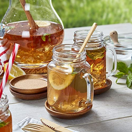 Kamenstein 4 Piece Set, Natural Acacia Wood and Cork Stackable Coasters, Set of 4