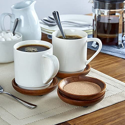 Kamenstein 4 Piece Set, Natural Acacia Wood and Cork Stackable Coasters, Set of 4