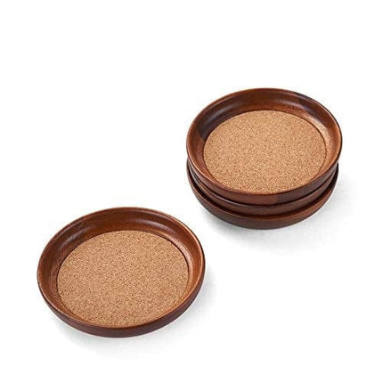Kamenstein 4 Piece Set, Natural Acacia Wood and Cork Stackable Coasters, Set of 4