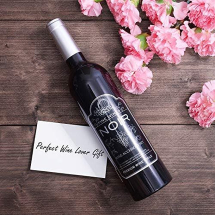 Wine Opener Gift Set - Wine Bottle Accessory Kit Corkscrew Opener, Stopper, Pourer, Foil Cutter, Glass Marker and Drink Stickers by Kato, Great Valentine's Gifts, Silver