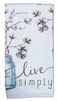 Kay Dee Designs Kitchen Towel Set (2 pc) - Choose Joy and Live Simply - Terry Hand Towels,White