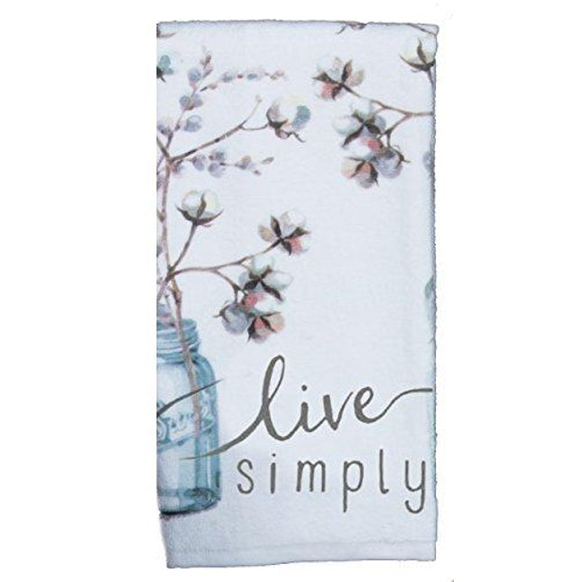 Kay Dee Designs Kitchen Towel Set (2 pc) - Choose Joy and Live Simply - Terry Hand Towels,White