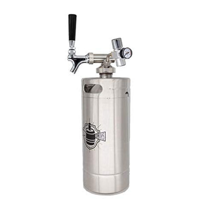 Keg Smiths 128 oz Portable Draft Keg System | CO2 Regulated | Stainless Steel Keg | 8 Pint | Mini Keg Draft System