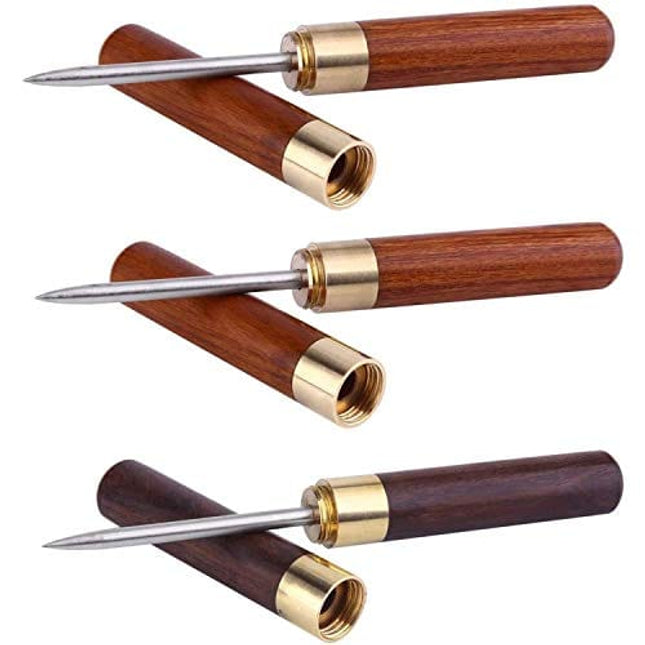 3 PCS Ice Pick Stainless Steel with Wooden Handle and Safety Cover Portable for Kitchen, Bars, Bartender, Picnics, Camping, And Restaurant - Professional Ice Pick for Kitchen or Bar Accessories