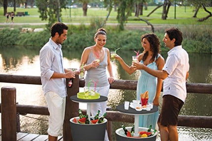 Keter Modern Cool Bar Outdoor Patio Furniture and Hot Tub Side Table with 7.5 Gallon Beer and Wine Cooler, Grey