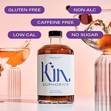 Kin Euphorics Dream Light, Non Alcoholic Spirits, Nootropic, Botanic, Adaptogen Drink, Earthy Oak, Smoky Clove and Spicy Cinnamon, Soothe The Spirit and Quiet The Mind, 16.9 Fl Oz
