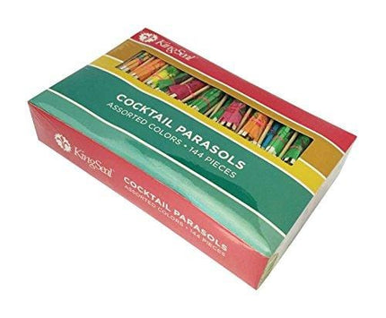 KingSeal Umbrella Parasol Cocktail Picks, Cupcake Toppers, 4 Inch, Assorted Colors - 1 pack of 144 each