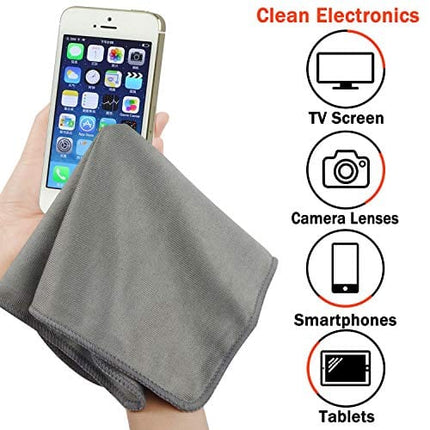 Microfiber Polishing Cloth Lint Free Cloth Polishing Rags for Wine Glasses Window Dishes Car Stainless Steel Appliances Mirrors Screens Camera Lenses etc 12Inch x 12Inch Gray 6Pack