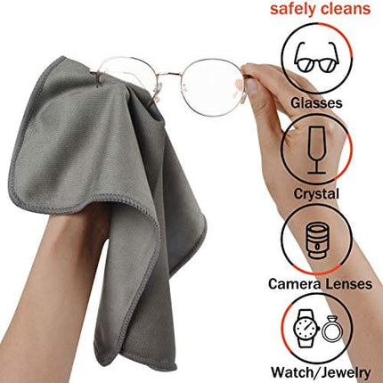 Microfiber Polishing Cloth Lint Free Cloth Polishing Rags for Wine Glasses Window Dishes Car Stainless Steel Appliances Mirrors Screens Camera Lenses etc 12Inch x 12Inch Gray 6Pack