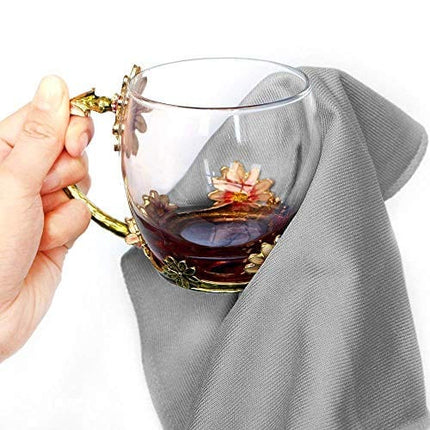 Microfiber Polishing Cloth Lint Free Cloth Polishing Rags for Wine Glasses Window Dishes Car Stainless Steel Appliances Mirrors Screens Camera Lenses etc 12Inch x 12Inch Gray 6Pack