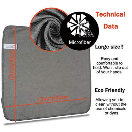Microfiber Polishing Cloth Lint Free Cloth Polishing Rags for Wine Glasses Window Dishes Car Stainless Steel Appliances Mirrors Screens Camera Lenses etc 12Inch x 12Inch Gray 6Pack