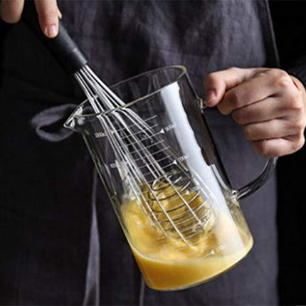 KINNOSE Graduated Beaker Mug with Handle and Durable Bamboo Lid Borosilicate Glass Multi-Function Food Grade Measuring Cup 1000ML